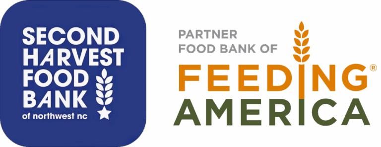 Second Harvest Food Bank of Northwest NC logo next to the Feeding America logo
